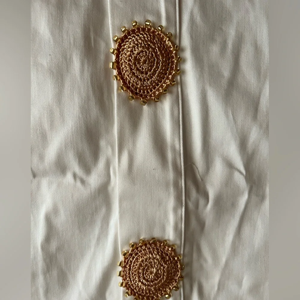 My Beachy side Ivory Embellished Shirt dress  with Gold Medallions